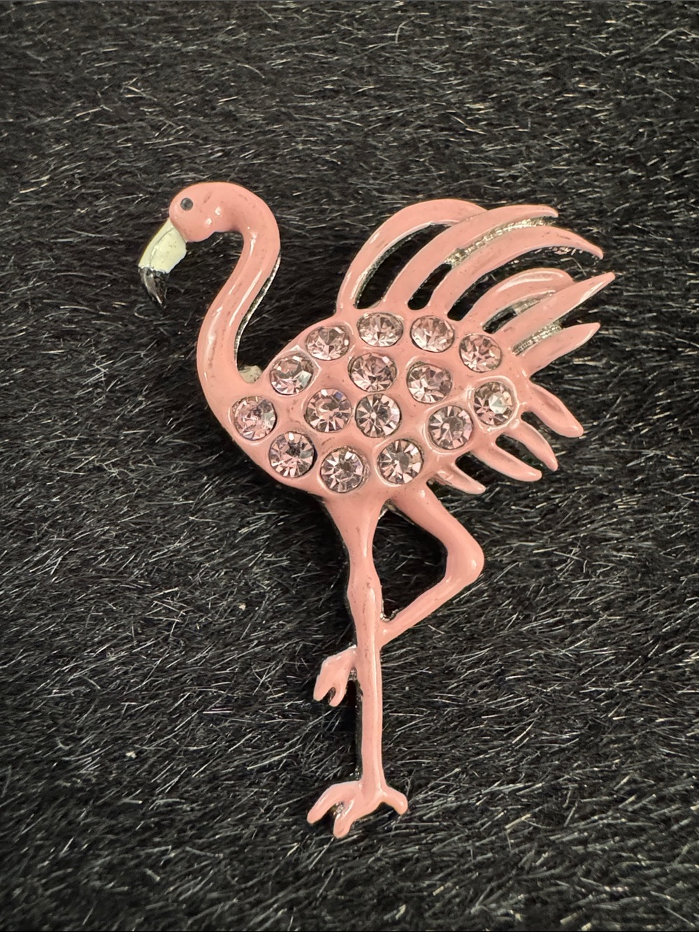 Pink Flamingo Rhinestone Brooch